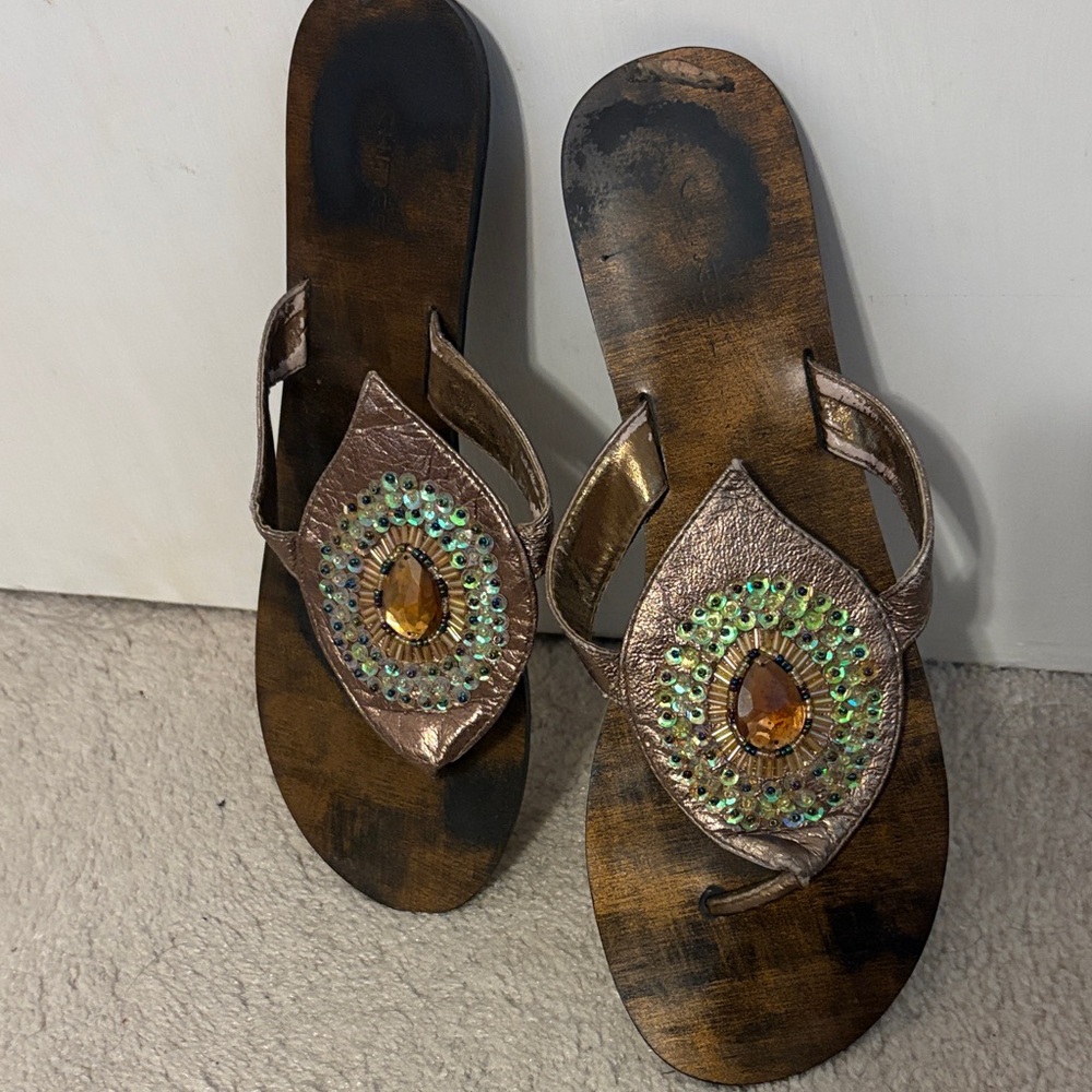 Elegant Brown and Gold Women's Sandals